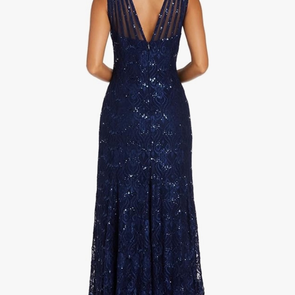R & M Richards Blue Sequin Halter Gown - Picture 2 of 11